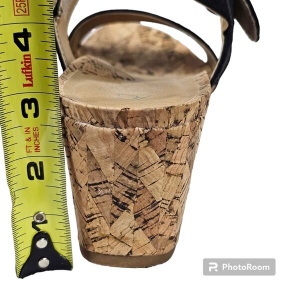 Andrew Geller "Jolene" Black Wedge Sandals 8.5 M - Picture 7 of 9